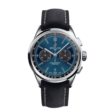 Breitling Premier B01 Chronograph 42 Stainless Steel / Blue / Anthracite Nubuck / Pin