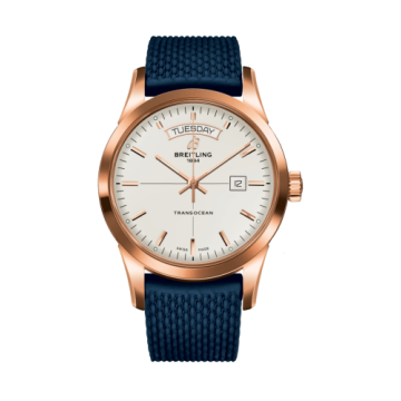 Breitling Transocean Day & Date Red Gold / Silver / Rubber / Folding