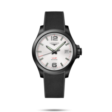 Longines Conquest V.H.P. 41 PVD / Silver / Rubber