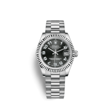 Rolex Datejust 31 White Gold Fluted / President / Black Arabic