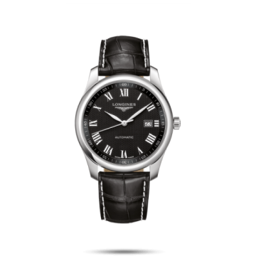 Longines Master Collection 40 Date Stainless Steel / Black-Roman / Alligator XL