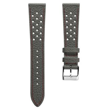 Ashdown Togo Leather Racing Watch Strap - Grey / Red - 19mm