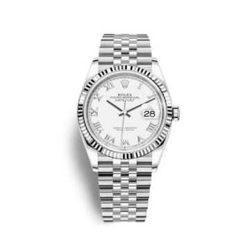 Rolex Datejust 36 Stainless Steel / Fluted / White Roman / Jubilee
