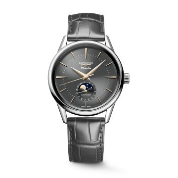 Longines Heritage Flagship Moonphase Stainless Steel / Grey