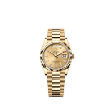 Rolex Day-Date 36 Yellow Gold / Fluted / Champagne - Baguette / President
