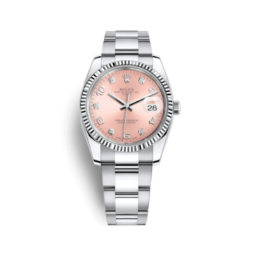 Rolex Oyster Perpetual Date 34 Stainless Steel Fluted / Oyster / Pink Arabic