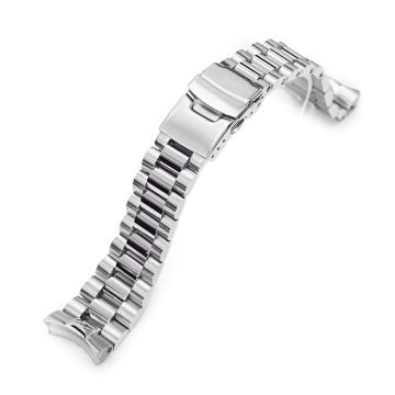 Endmill Watch Band for Seiko SKX007 SKX009 SKX011, Stainless Steel - Brushed, Polished Center Links, Diver Clasp - 18mm