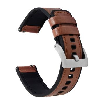Light Brown Pittards Water Resistant Leather Silicone Base Watch Band - 18mm
