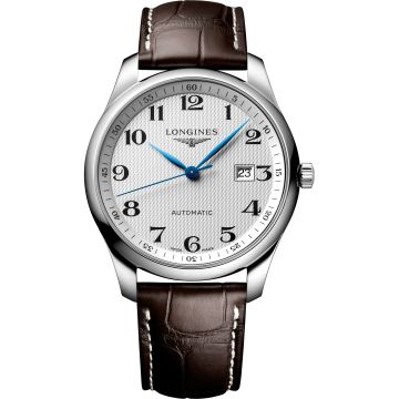 Longines Master Collection 42 Date Stainless Steel / Silver-Arabic / Alligator