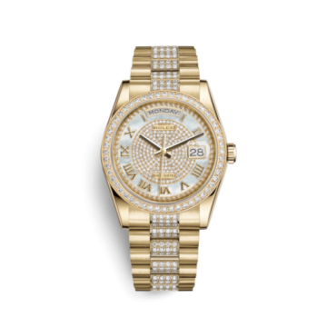 Rolex Day-Date 36 Yellow Gold Diamonds / President Diamond / Paved Roman
