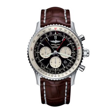 Breitling Navitimer Rattrapante Stainless Steel / Black  / Croco / Pin