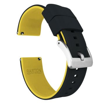 Elite Silicone Black Top Yellow Bottom Watch Band - 22mm