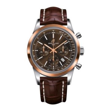 Breitling Transocean Chronograph Stainless Steel Red Gold / Brown / Croco