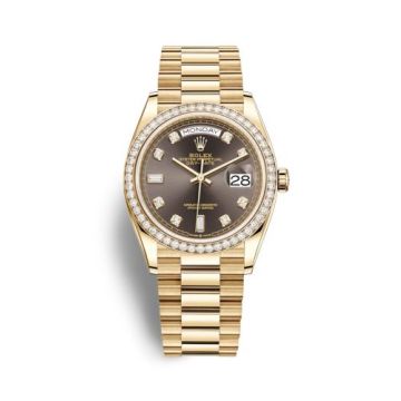 Rolex Day-Date 36 Yellow Gold / Diamond / Dark Grey-Diamond / President