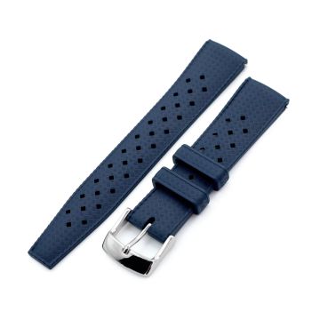 20mm Quick Release Tropical-Style FKM rubber watch strap, Blue - 10mm