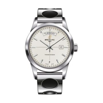 Breitling Transocean Day & Date Stainless Steel / Silver / Racer