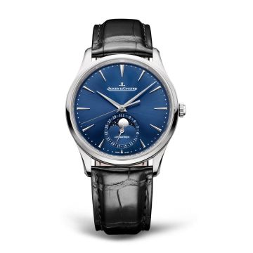 Jaeger-LeCoultre Master Ultra Thin Moon Stainless Steel / Blue / Alligator