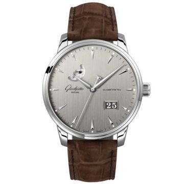Glashütte Original Senator Excellence Panorama Date Moonphase Stainless Steel / Grey / Alligator - Pin
