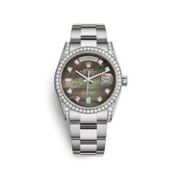 Rolex Day-Date 36 White Gold Diamonds / Oyster / Black MOP