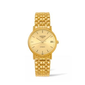 Longines Presence Automatic 34.5mm Stainless Steel / PVD Gold / Champagne / Bracelet