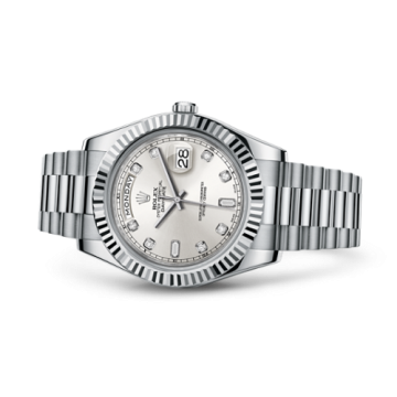 Rolex Day-Date II White Gold Silver Diamonds