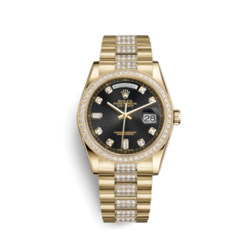 Rolex Day-Date 36 Yellow Gold Diamonds / President Diamond / Black Diamond