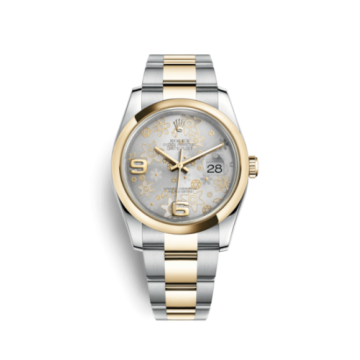 Rolex Datejust 36 Rolesor Yellow Domed / Oyster / Silver Floral