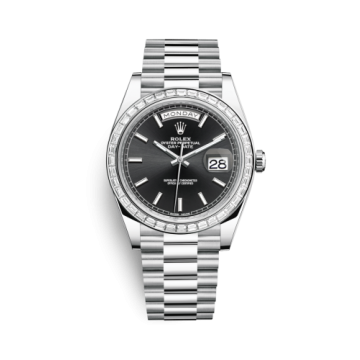 Rolex Day-Date 40 Platinum - Baguette / Black