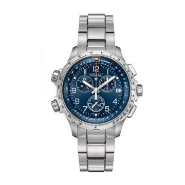 Hamilton Khaki Aviation X-Wind GMT Chrono Quartz Stainless Steel / Blue / Bracelet