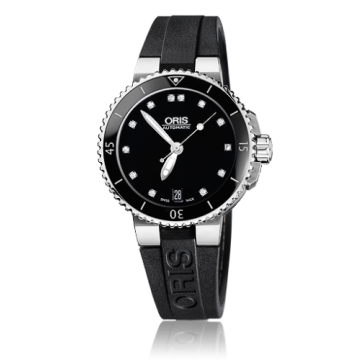 Oris Aquis Date 36 Stainless Steel / Black - Diamond / Rubber