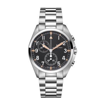 Hamilton Khaki Pilot Pioneer Chrono Quartz Stainless Steel / Black / / Bracelet