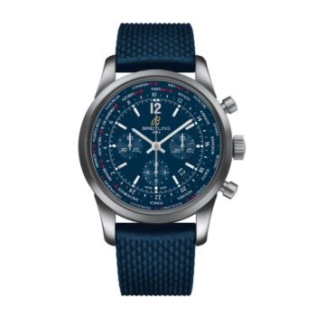 Breitling Transocean Chronograph Unitime Pilot Stainless Steel / Blue / Rubber