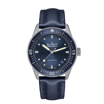 Blancpain Fifty Fathoms Bathyscaphe Stainless Steel / Blue / Blue Canvas