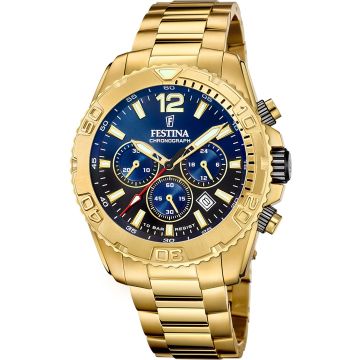 Festina Timeless Chronograph Goldtone / Blue 45mm