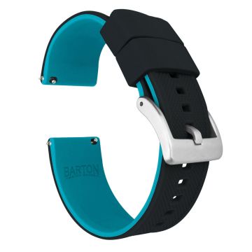 Elite Silicone Black Top Aqua Blue Bottom Watch Band - 22mm