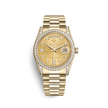 Rolex Day-Date 36 Yellow Gold Diamonds / President  / Champagne Computer