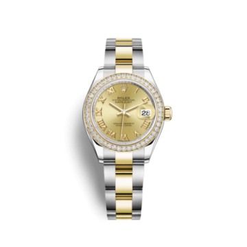 Rolex Lady-Datejust 28 Rolesor Yellow Diamond / Oyster / Champagne Roman