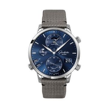 Glashütte Original Senator Cosmopolite Stainless Steel / Blue / Synthetic