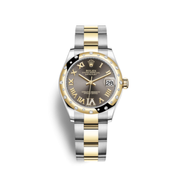 Rolex Datejust 31 Stainless Steel / Yellow Gold / Domed - Diamond / Grey - Roman / Oyster