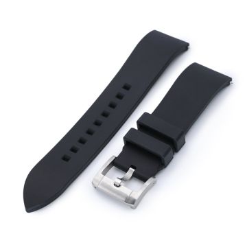 Straight End Black FKM Rubber Quick Release Watch Band, Brushed, 19mm, 20mm, 21mm, 22mm or 24mm - 24mm