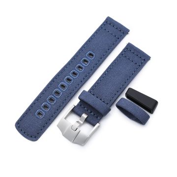Navy Blue Quick Release Canvas Watch Strap, 22mm or 20mm - 22mm