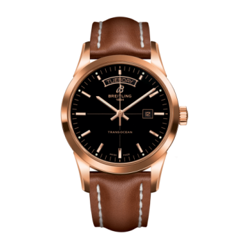 Breitling Transocean Day & Date Red Gold / Black / Calf / Pin