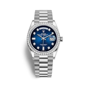 Rolex Day-Date 36 White Gold / Diamond / Blue Ombré-Diamond / President
