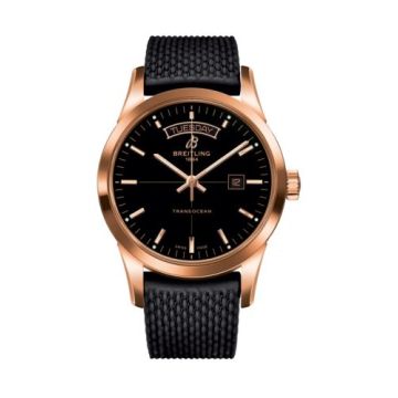 Breitling Transocean Day & Date Red Gold / Black / Rubber / Folding