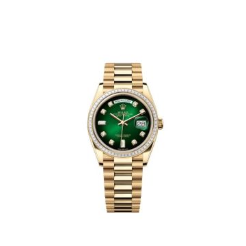 Rolex Day-Date 36 Yellow Gold - Baguette / Green Ombré - Diamond/ President