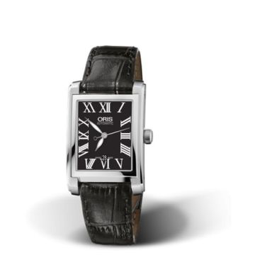 Oris Rectangular Date 24.5 Stainless Steel / Black - Roman