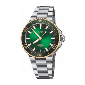 Oris Aquis Date Calibre 400 41.5 Staineless Steel - Yellow Gold / Green / Bracelet
