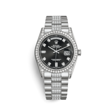 Rolex Day-Date 36 White Gold Diamonds / President Diamond / Black Diamond