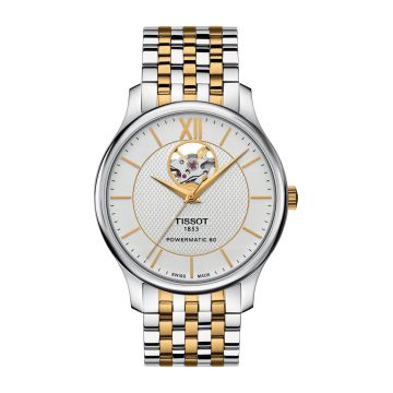 Tissot Tradition Powermatic 80 Open Heart 40 Stainless Steel - Yellow Gold / Silver / Bracelet