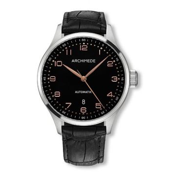 Archimede Klassik 42 TwoTone Stainless Steel / Black / Black Leather